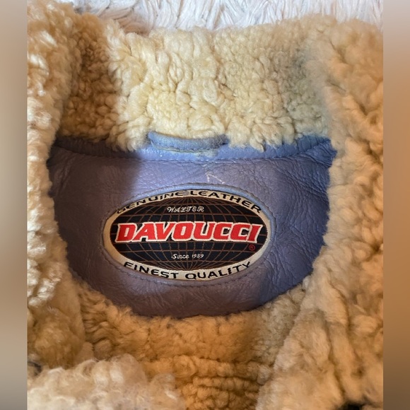 Vintage Walter Davoucci Shearling Leather Blue  Jacket Winter Mens XL - Picture 2 of 14